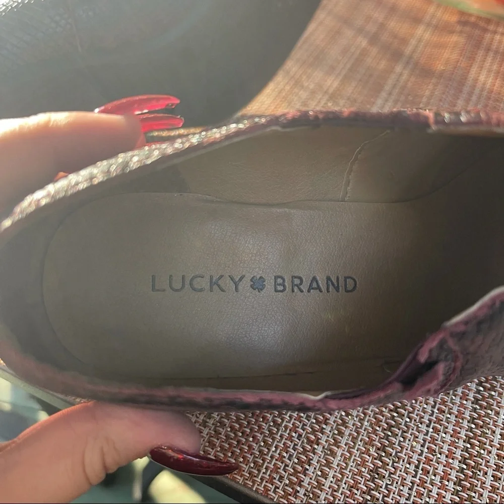 Lucky Brand Tabea Snake Print Booties | 7.5 | Leather